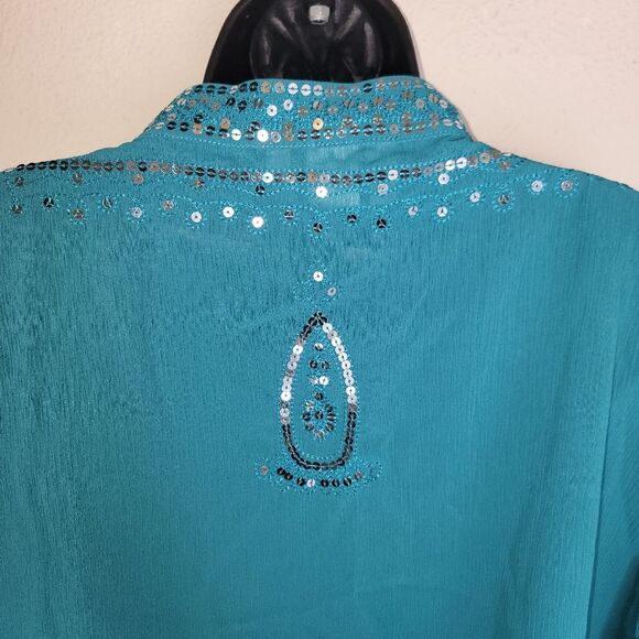 Cervelle sequin bohemian chiffon peasant top size 3x - Picture 8 of 10